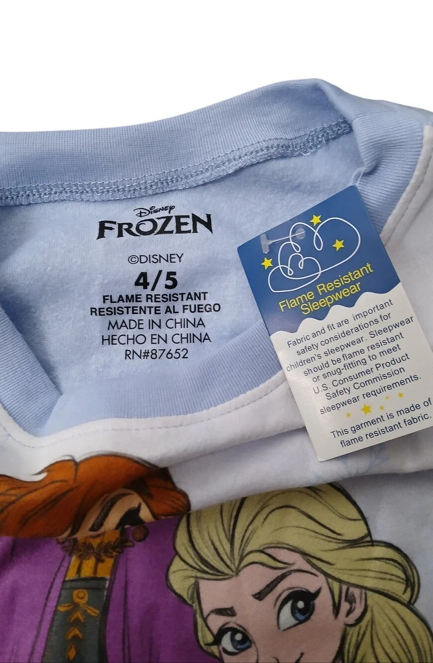 Disney Frozen Anna & Elsa Long Sleeve Sleepwear White & Light Blue
